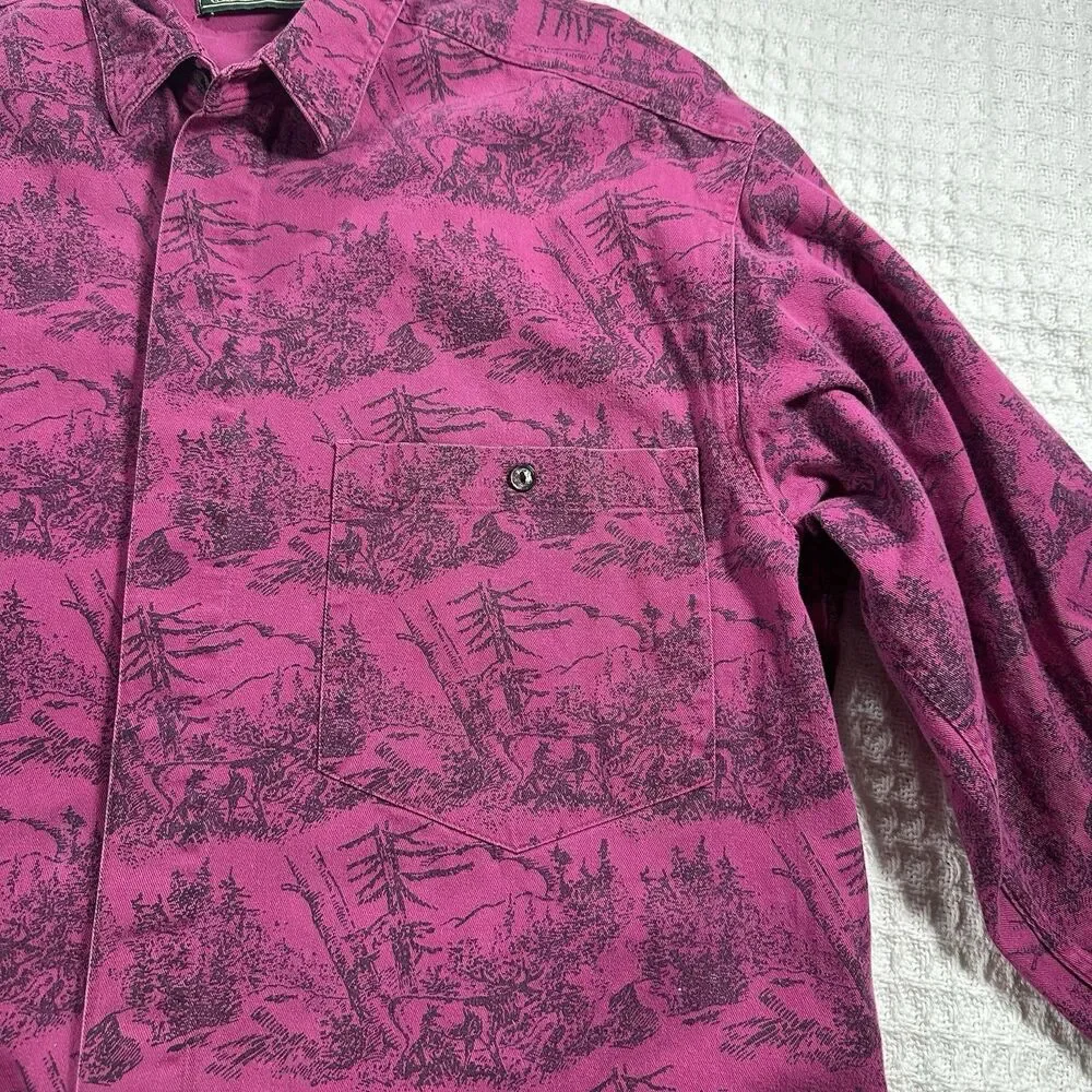 RARE Levi’s Sutter Creek M | 80s Magenta Forest | Hidden Placket + MOP‎ Buttons